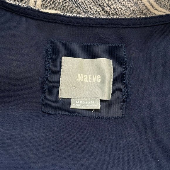 Maeve Anthropologie Knit Mini Dress Striped Blue White M Medium - Picture 6 of 7